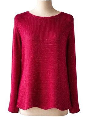 NARCISO RODRIGUEZ Ruby Red Sequin Sweater Size L